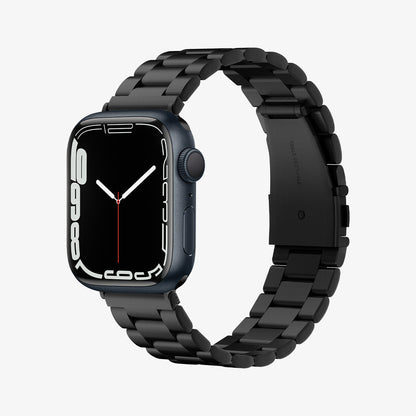 062MP25403 - Apple Watch Ultra 3/2/Ultra 49mm, Series 11/10 46mm, 9/8/7 45mm, SE3/SE2/SE/6/5/4 44mm, 3/2/1 42mm Modern Fit Black showing front and side