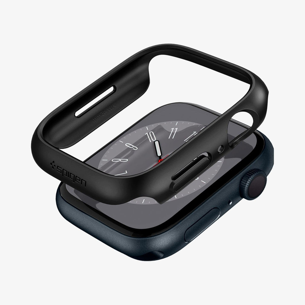 ACS04184 - Apple Watch Series (41mm) Case Thin Fit in black showing the case hovering above the watch face
