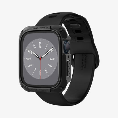 ACS04191 - Apple Watch Series (41mm) Case Tough Armor in black showing the front and inside of band