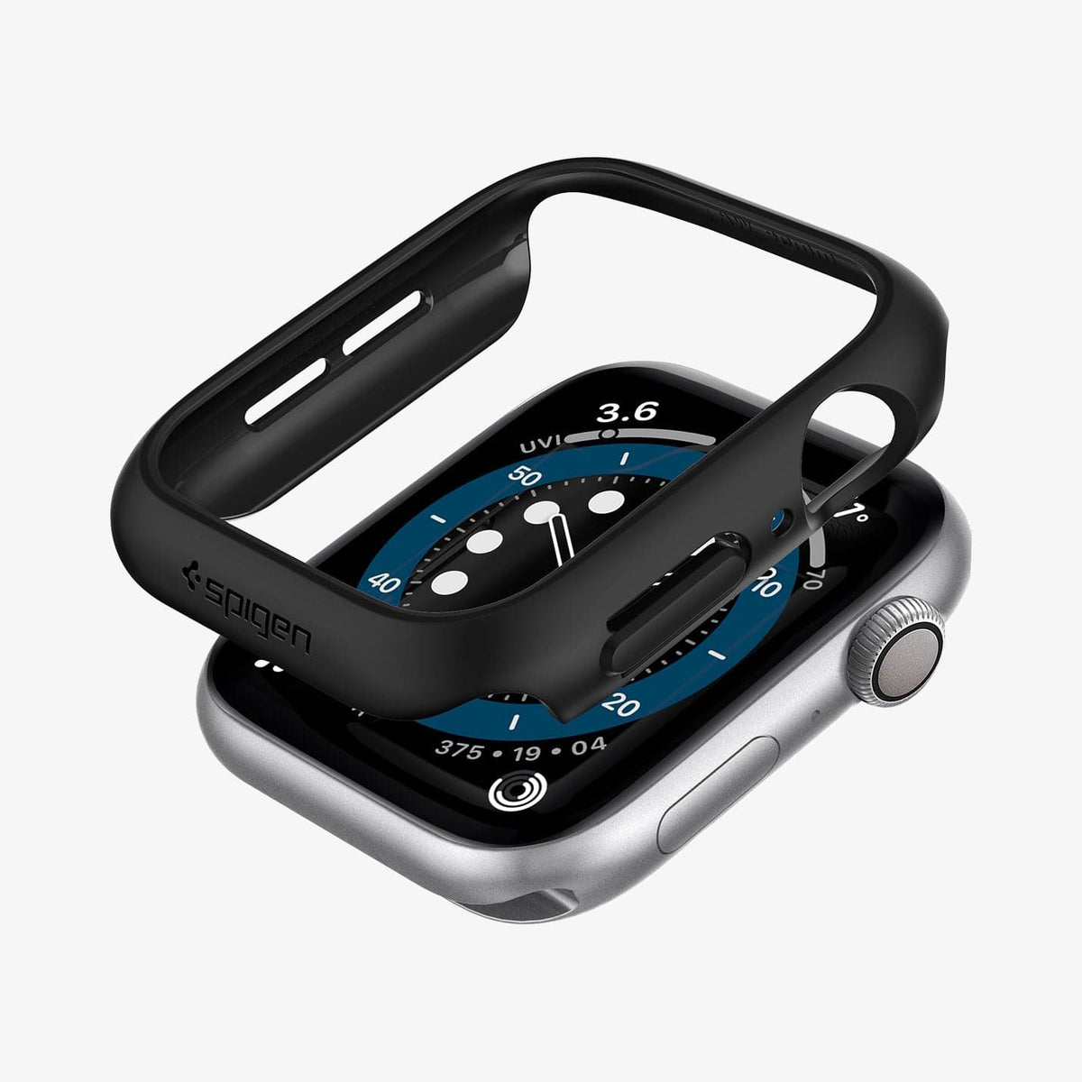 061CS24484 - Apple Watch Series (Apple Watch (40mm)) Case Thin Fit in black showing the case hovering above the watch face