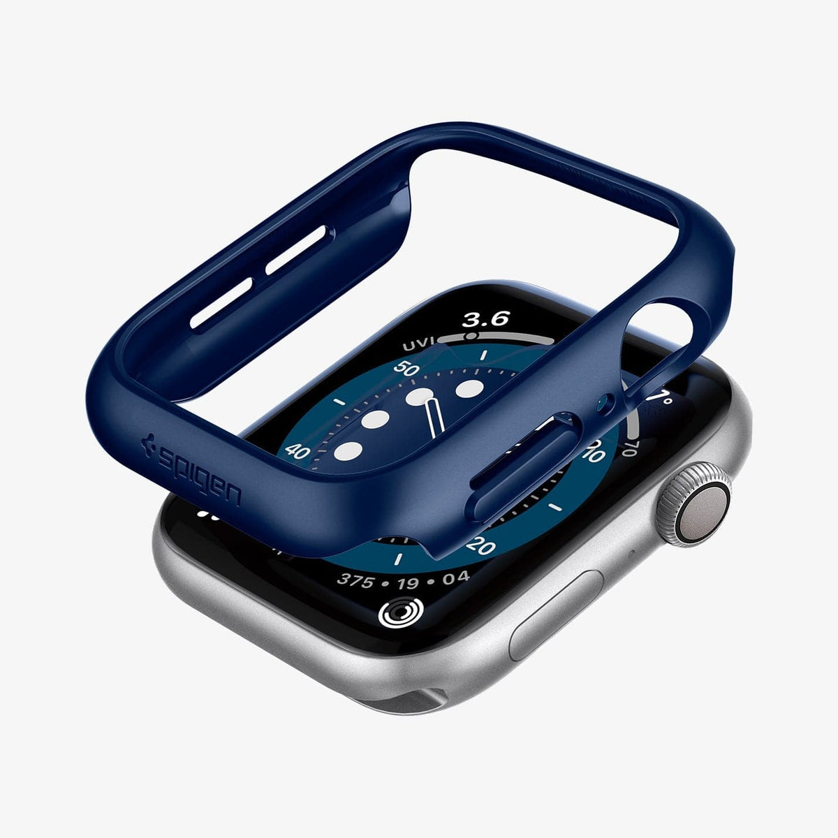 ACS02226 - Apple Watch Series (Apple Watch (40mm)) Case Thin Fit in metallic blue showing the case hovering above the watch face