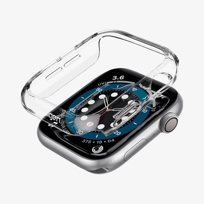 ACS02815 - Apple Watch Series (Apple Watch (40mm)) Case Thin Fit in crystal clear showing the case hovering above the watch face