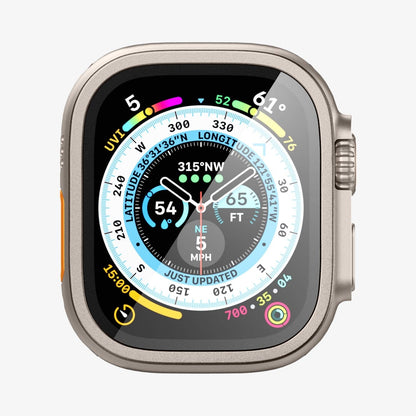 AGL06953 - Apple Watch Ultra (Apple Watch (49mm)) Screen Protector Glas.tR Slim Pro in titanium showing the front