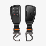 ACS11419 - Chevrolet & GMC Key Fob Cover | CK100 showing key fob cover front and back view with carbon fiber panel and carabiner keychain