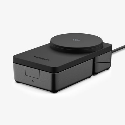 ACH10398 - Spigen Qi2 3-in-1 Fast Wireless Charger showing folded compact base design