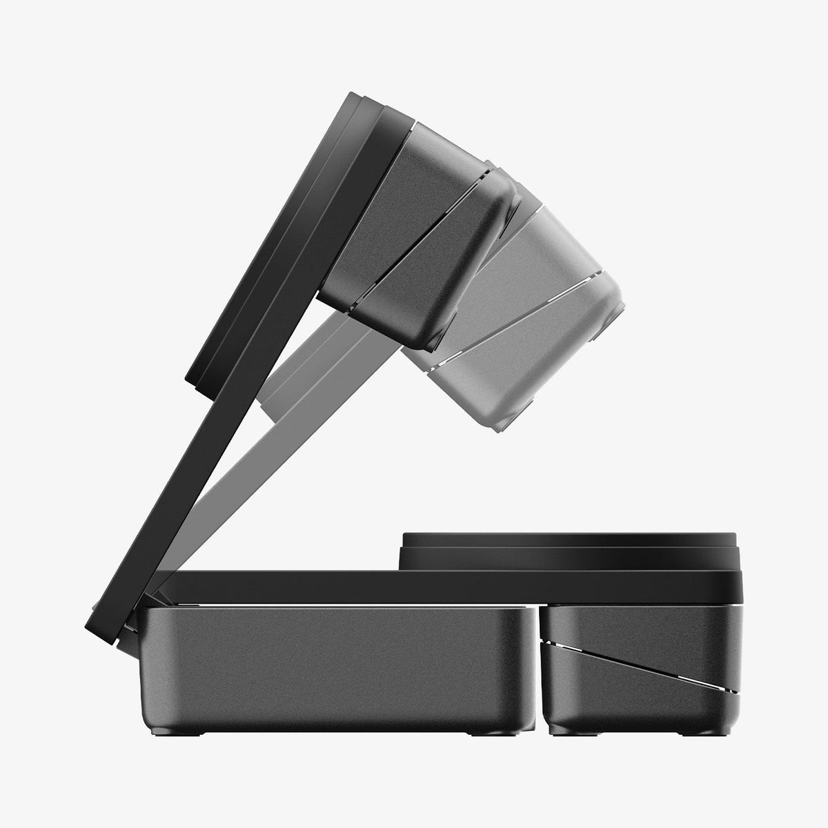 ACH10398 - Spigen Qi2 3-in-1 Fast Wireless Charger showing adjustable hinge angle side profile