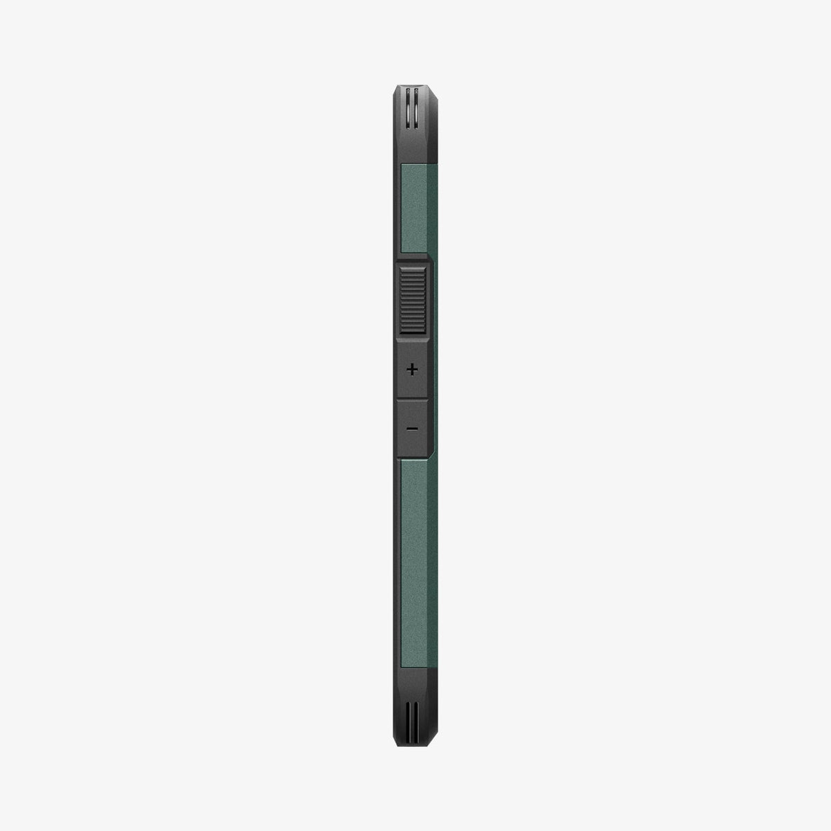 ACS11854 - Pixel 11 Tough Armor (Mag Fit) Abyss Green side profile showing textured side grips, responsive button covers, and the built in kickstand.