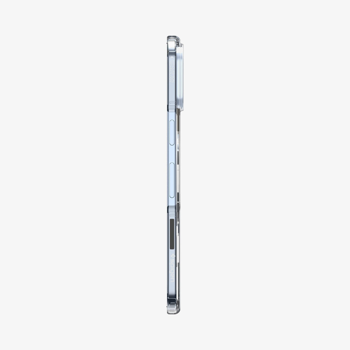 ACS09742 - Pixel 10 Pro Fold Case Ultra Hybrid Metal Ring (MagFit) in crystal clear showing the side