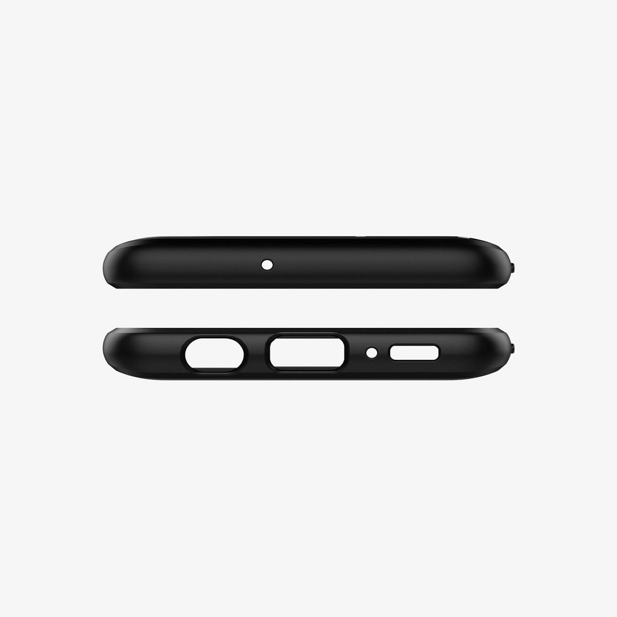 ACS00563 - Galaxy A51 Case Rugged Armor in Matte Black showing the top and bottom