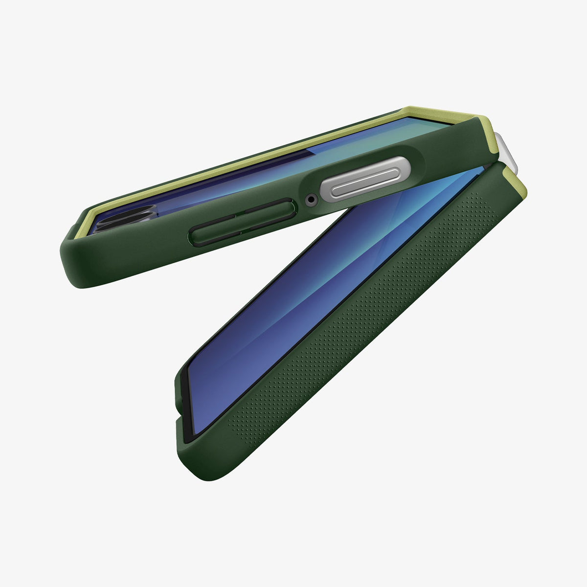 ACS11159 - Galaxy Z Flip 7 Nano Pop (MagFit) in Avo Green showing the side and partial inside