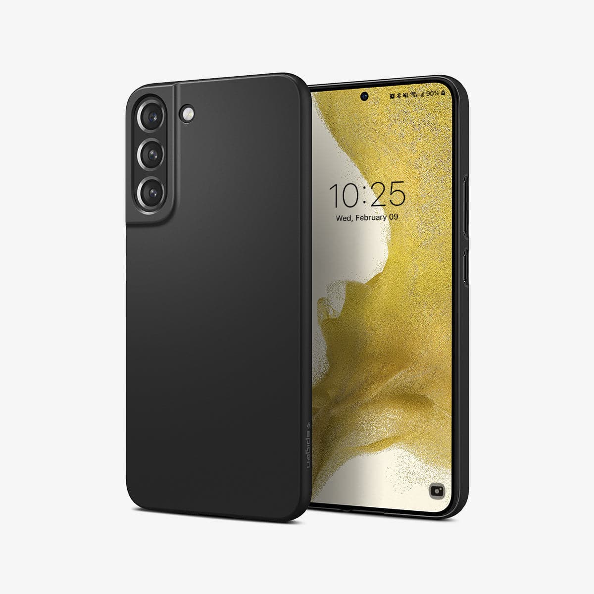 ACS04381 - Galaxy S22 5G Case AirSkin in black showing the back and front