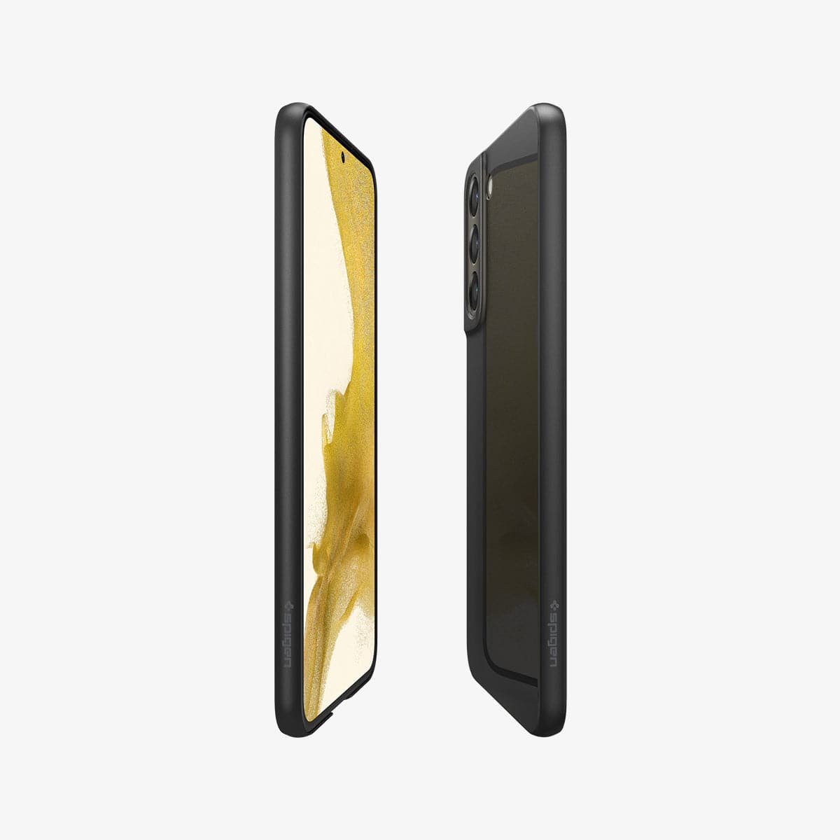 ACS04381 - Galaxy S22 5G Case AirSkin in black showing the sides, partial back and front