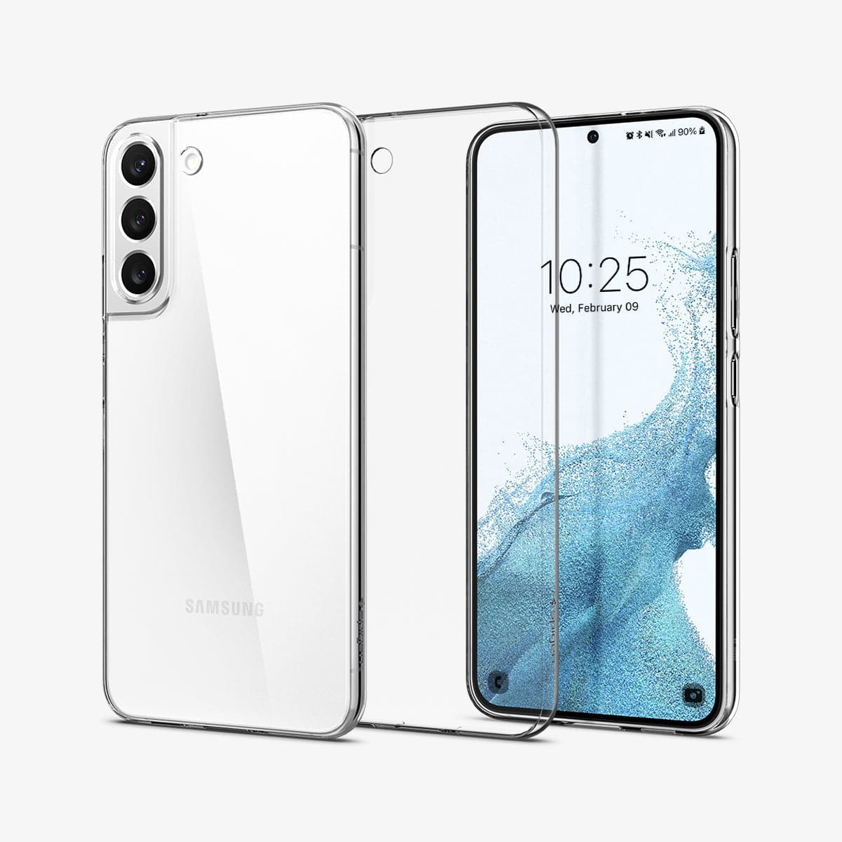 ACS03997 - Galaxy S22 5G Case AirSkin in crystal clear showing the back, inside and front