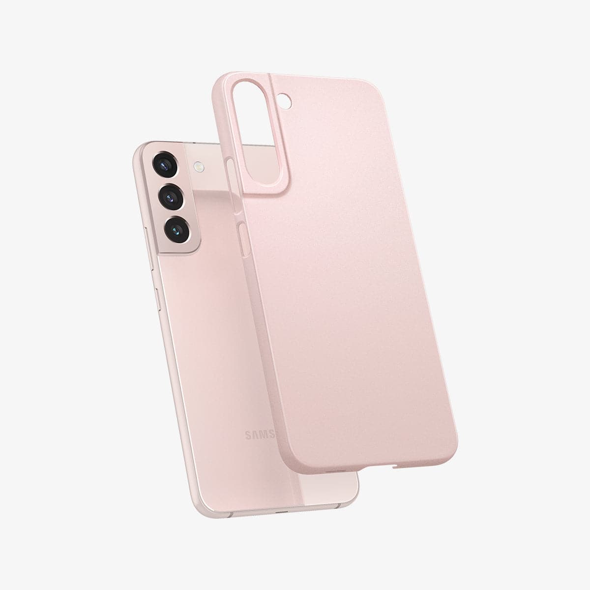 ACS04389 - Galaxy S22 5G Case AirSkin in misty pink showing the back with case hovering away from device