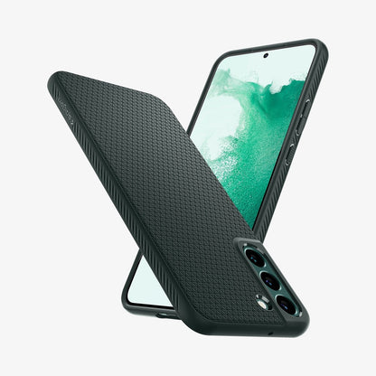 ACS04386 - Galaxy S22 5G Case Liquid Air in abyss green showing the back, front and sides