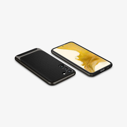 ACS03993 - Galaxy S22 5G Case Neo Hybrid in gunmetal showing the back, front, sides, top and bottom