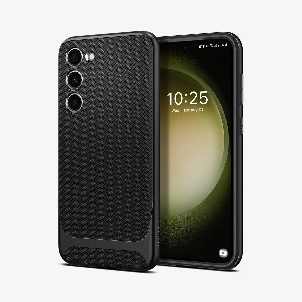 ACS05674 - Galaxy S23 Plus Case Neo Hybrid in black showing the back and front