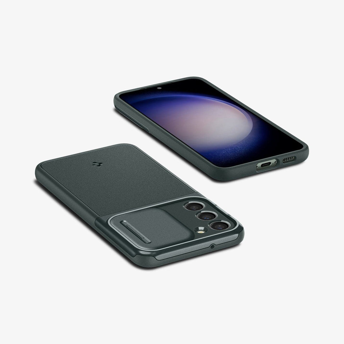 ACS06088 - Galaxy S23 Case Optik Armor in abyss green showing the front, back, sides, top and bottom