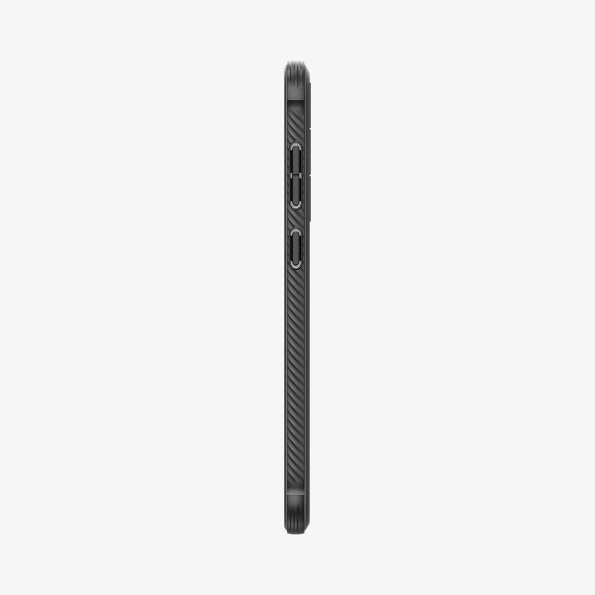 ACS05711 - Galaxy S23 Case Rugged Armor in matte black showing the side with volume controls