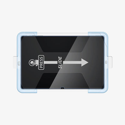 AGL04226 - Galaxy Tab S8 Ultra Screen Protector EZ Fit GLAS.tR showing the front with ez fit tray installed onto device