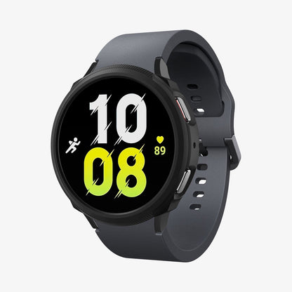 ACS03138 - Galaxy Watch 5/4 (44mm) Case Liquid Air in matte black showing the front and partial inside of band