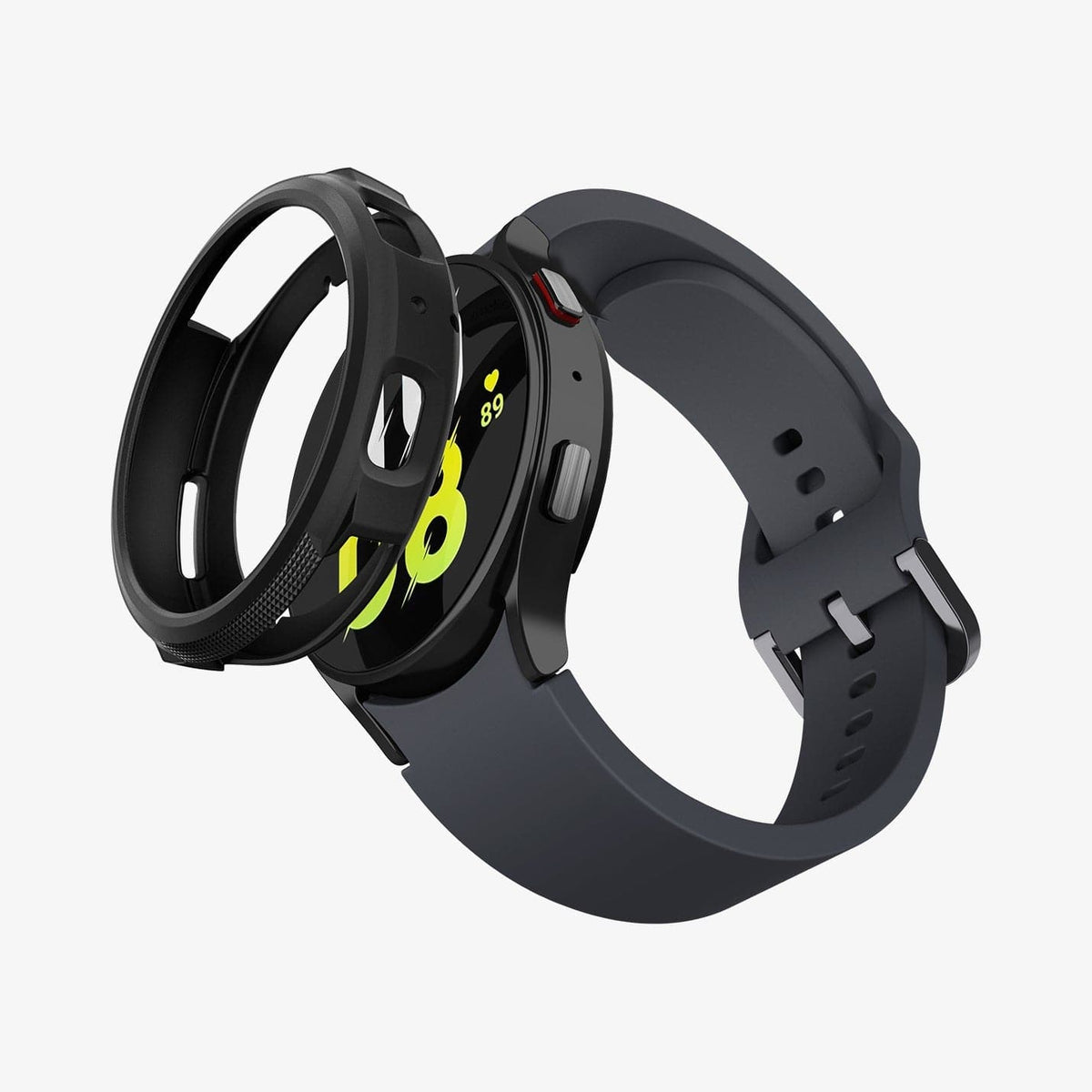 ACS03138 - Galaxy Watch 5/4 (44mm) Case Liquid Air in matte black showing the case hovering in front of watch face