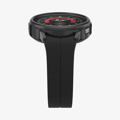 ACS05185 - Galaxy Watch 5 Pro (45mm) Case Liquid Air in matte black showing the bottom and partial front