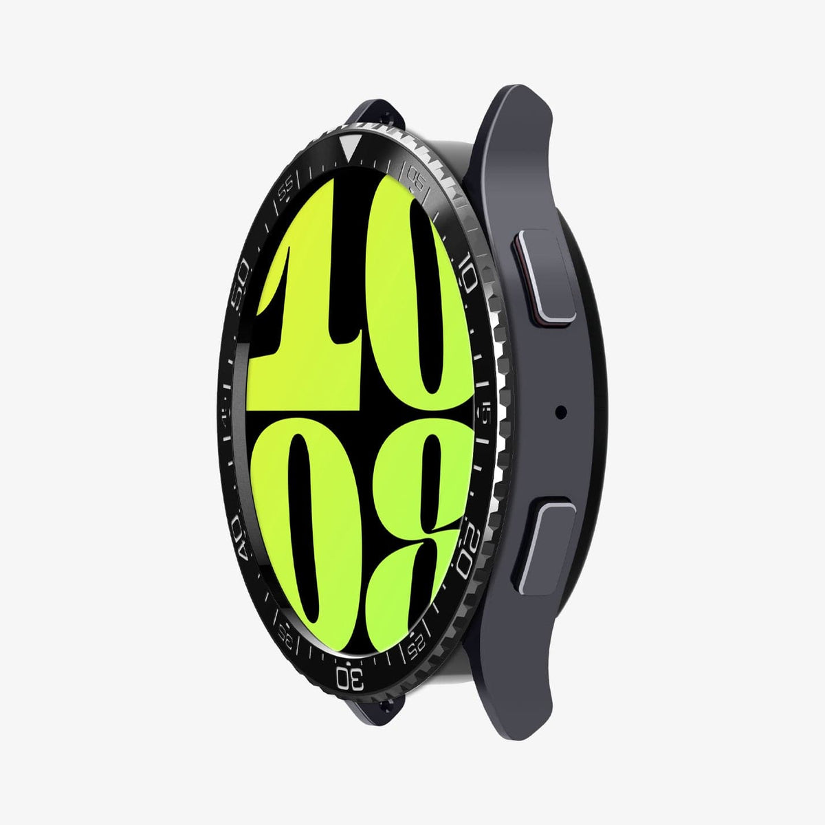 ACS06865 - Galaxy Watch 6 (44mm) Bezel Tune in black showing the front and partial side