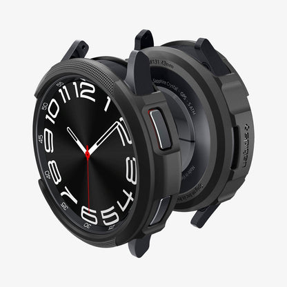 ACS06395 - Galaxy Watch 6 Classic (43mm) Case Liquid Air in matte black showing the front, back and sides