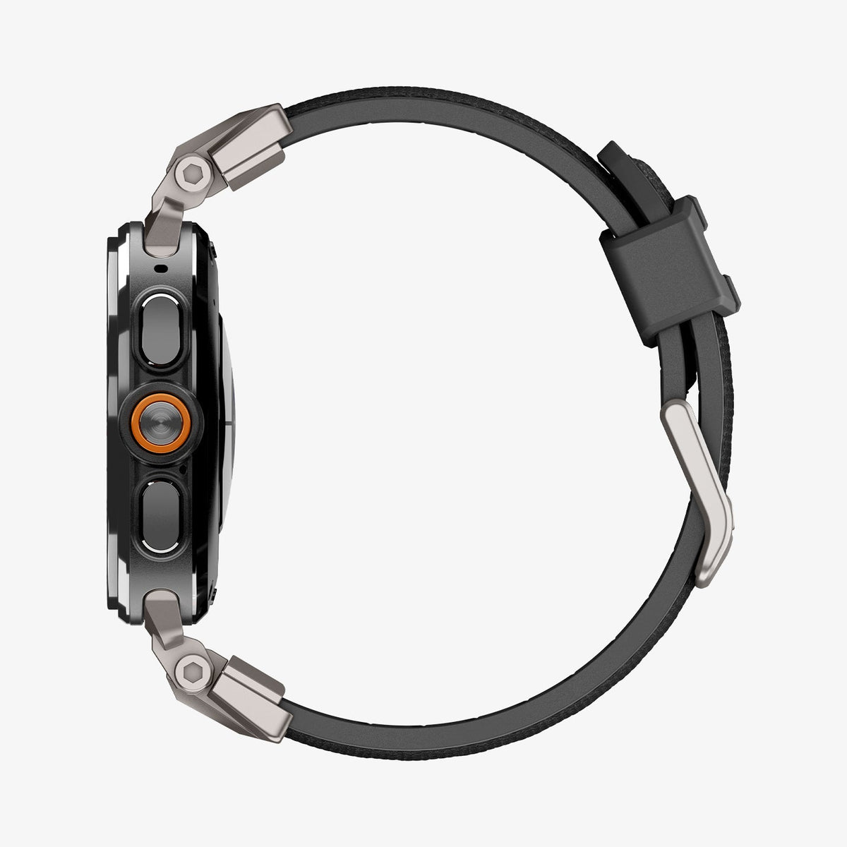 AMP11615 - Galaxy Watch Ultra Series - DuraPro Armor showing the side profile of the Galaxy Watch Ultra with the DuraPro Armor band attached.