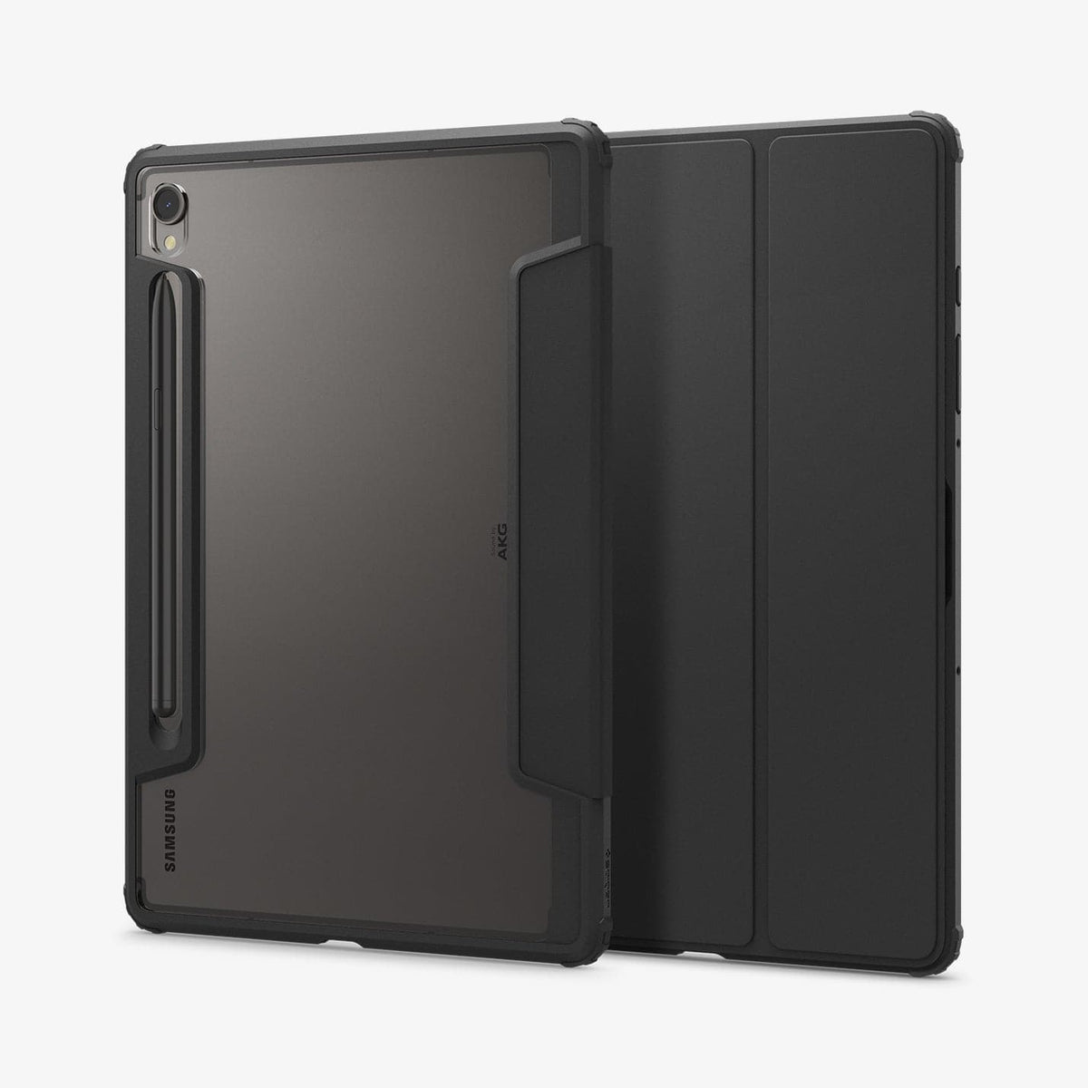 ACS07077 - Galaxy Tab S9 Case Ultra Hybrid Pro in black showing the back and front