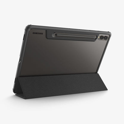 ACS07076 - Galaxy Tab S9 Plus Case Ultra Hybrid Pro in black showing the back with device propped up by built in kickstand