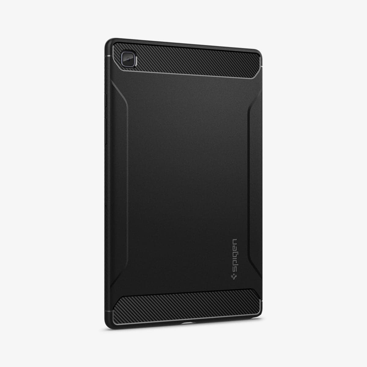 ACS01562 - Galaxy Tab A7 Case Rugged Armor in matte black showing the back and partial side