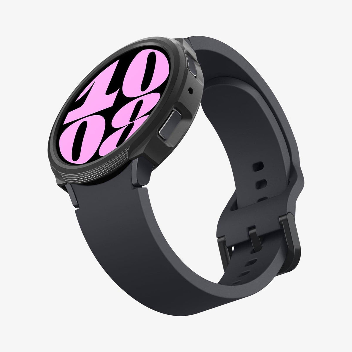 ACS06393 - Galaxy Watch 6 (40mm) Case Liquid Air in matte black showing the front, side and bottom