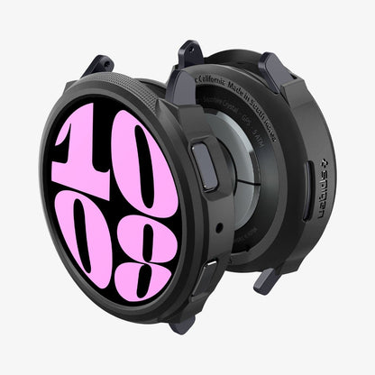ACS06393 - Galaxy Watch 6 (40mm) Case Liquid Air in matte black showing the front, back and sides of watch face