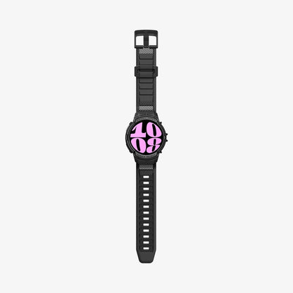 ACS06501 - Galaxy Watch 6 (40mm) Case Rugged Armor Pro in black showing the front with watch band laid out flat