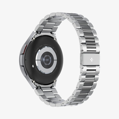 AMP06489 - Watch 6 Classic (47mm) Modern Fit 316L Band in Silver showing the back, partial inner side of the strap and bottom