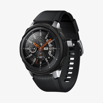 603CS25100 - Galaxy Watch (46mm) Case Liquid Air in black showing the front and inside of band