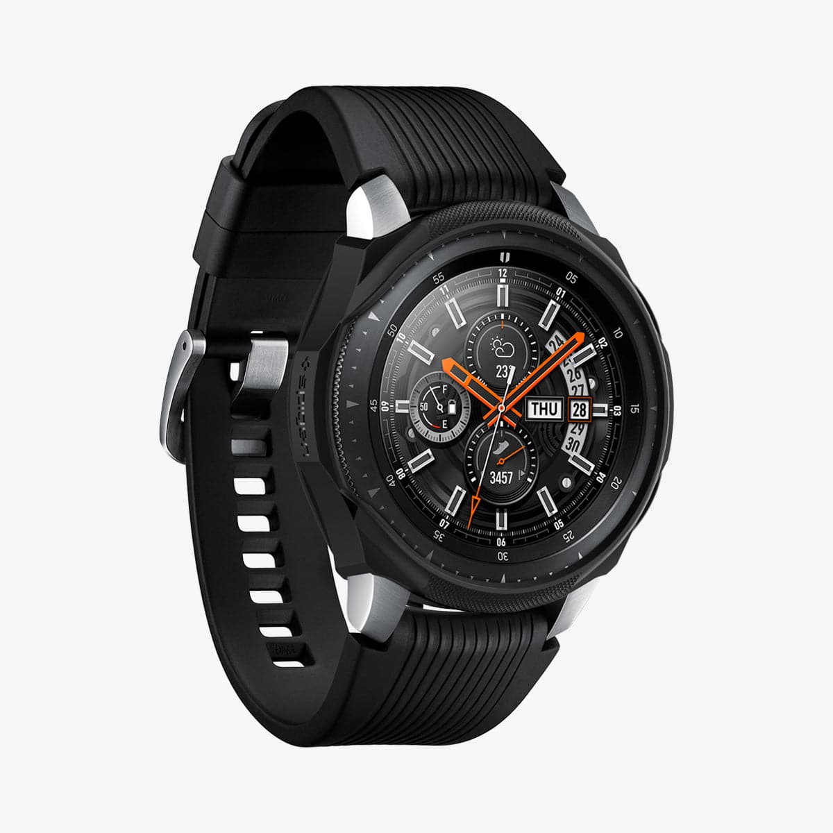 603CS25100 - Galaxy Watch (46mm) Case Liquid Air in black showing the front and side