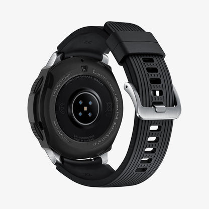 603CS25100 - Galaxy Watch (46mm) Case Liquid Air in black showing the back and inside of band