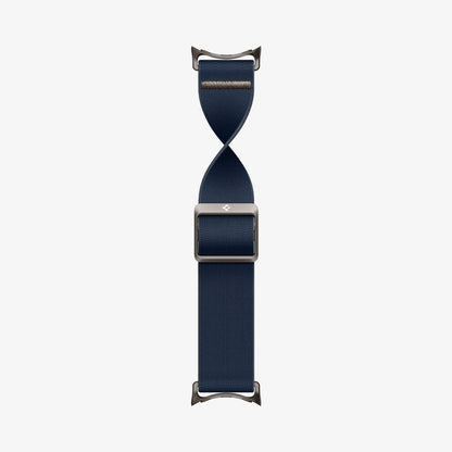 AMP07607 - Pixel Watch Lite Fit in Navy showing the full body of the band twisted showing partial inner and outer