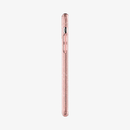 077CS27230 - iPhone 11 Pro Case Liquid Crystal Glitter in rose quartz showing the side with volume controls