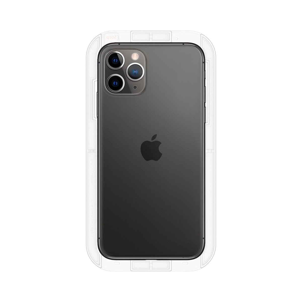063GL25358 - iPhone XS / X Screen Protector GLAS.tR EZ Fit showing the back with ez fit tray installed on device
