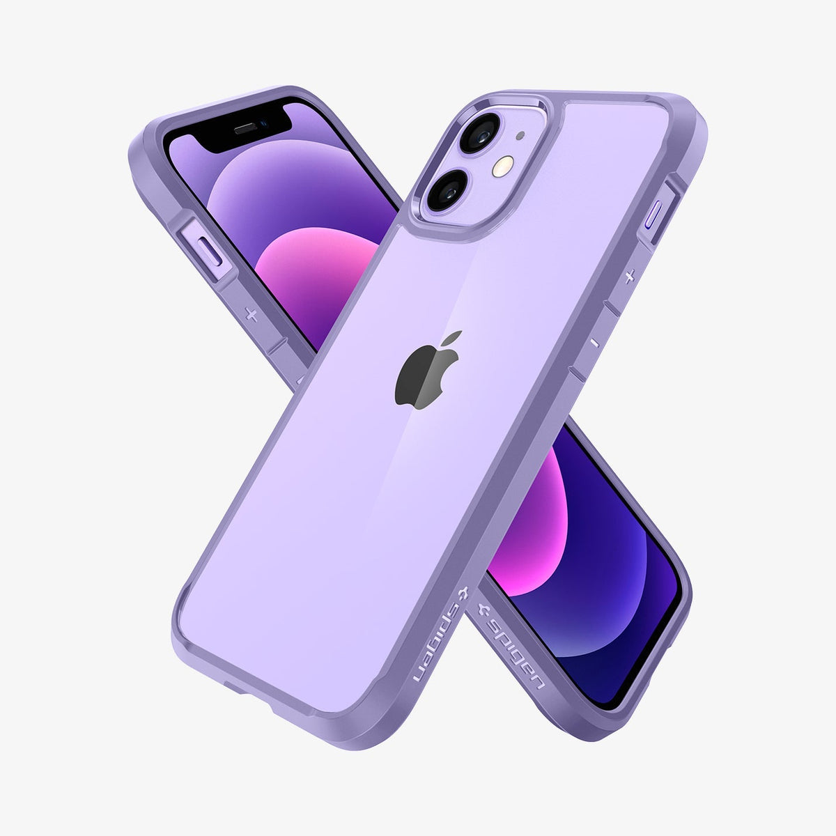 ACS03110 - iPhone 12 Mini Case Ultra Hybrid in iris purple showing the back, front and sides