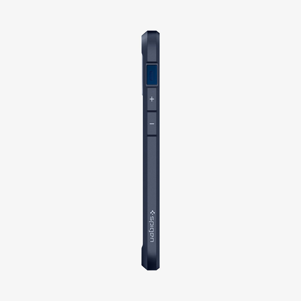 ACS02798 - iPhone 12 Mini Case Ultra Hybrid in navy blue showing the side with volume controls