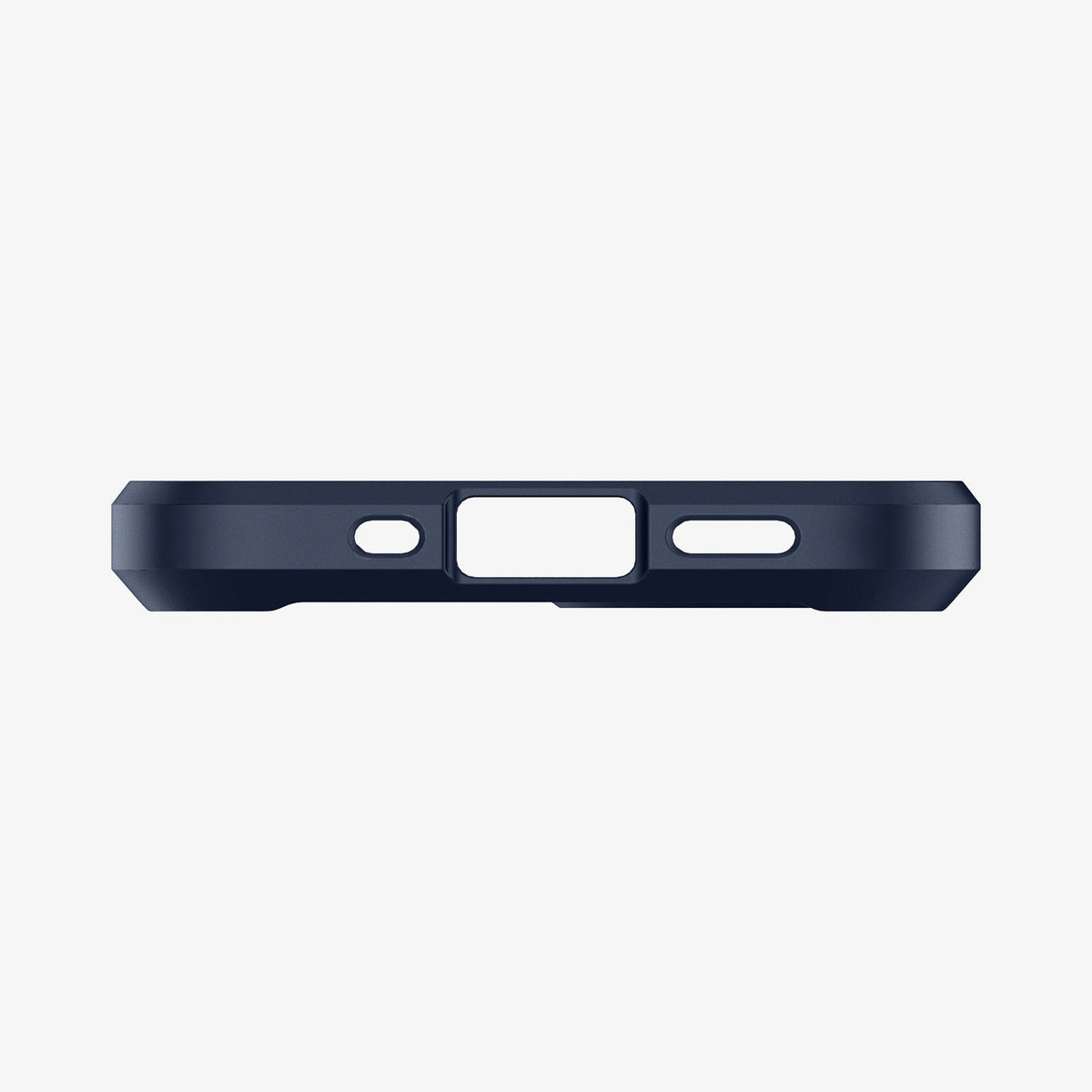 ACS02798 - iPhone 12 Mini Case Ultra Hybrid in navy blue showing the bottom with precise cutouts