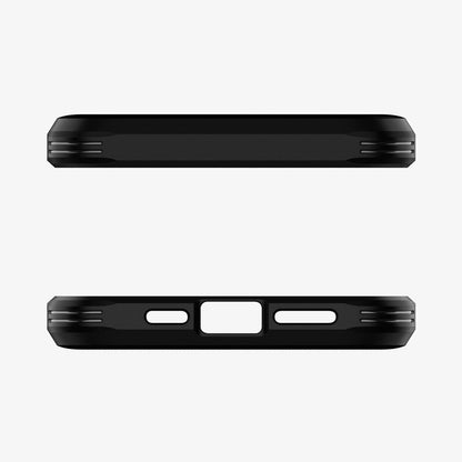 ACS01709 - iPhone 12 / iPhone 12 Pro Case Tough Armor in gunmetal showing the top and bottom with precise cutouts