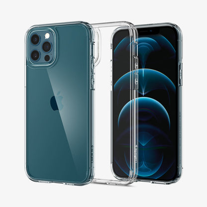 ACS01702 - iPhone 12 Pro / 12 Case Ultra Hybrid in crystal clear showing the back, inside and front