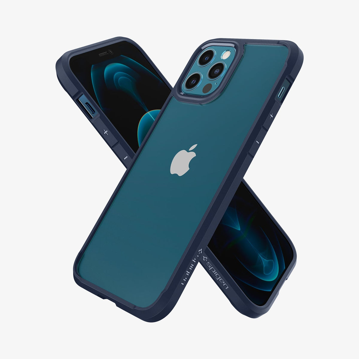 ACS02251 - iPhone 12 Pro / 12 Case Ultra Hybrid in navy blue showing the back, front and sides