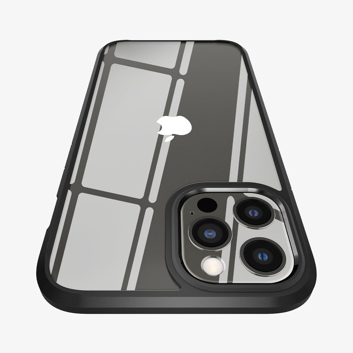 ACS01619 - iPhone 12 Pro Max Case Ultra Hybrid in matte black showing the back zoomed in on camera lens